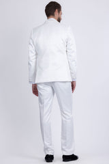 Barabas Wholesale Men's Floral Geometric 3-Pieces Set Shawl Lapel Suit 6SU02 Off White