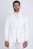 Barabas Wholesale Men's Floral Geometric 3-Pieces Set Shawl Lapel Suit 6SU02 Bright White