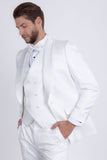 Barabas Wholesale Men's Floral Geometric 3-Pieces Set Shawl Lapel Suit 6SU02 Off White