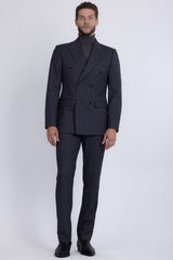 Barabas Wholesale Men's Pinstripe Double Breasted Shawl Lapel Suit 6SU03 Grey White