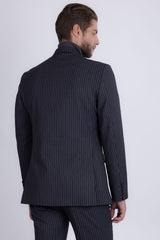 Barabas Wholesale Men's Pinstripe Double Breasted Shawl Lapel Suit 6SU03 Grey White