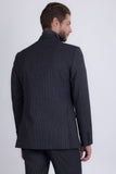 Barabas Wholesale Men's Pinstripe Double Breasted Shawl Lapel Suit 6SU03 Grey White
