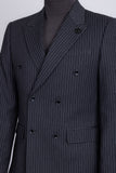 Barabas Men's Pinstripe Double Breasted Shawl Lapel Suit 6SU03 Grey White