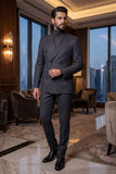 Barabas Wholesale Men's Pinstripe Double Breasted Shawl Lapel Suit 6SU03 Grey White