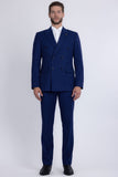 Barabas Wholesale Men's Pinstripe Double Breasted Shawl Lapel Suit 6SU03 Royal White