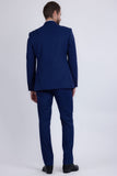 Barabas Wholesale Men's Pinstripe Double Breasted Shawl Lapel Suit 6SU03 Royal White