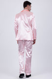 Barabas Wholesale Men's Shiny Metallic Striped Pattern Notch Wide Lapel Suit 6SU04 Pink