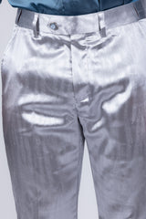 Barabas Wholesale Men's Shiny Metallic Striped Pattern Notch Wide Lapel Suit 6SU04 Silver