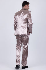 Barabas Wholesale Men's Shiny Metallic Striped Pattern Notch Wide Lapel Suit 6SU04 Brown