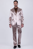 Barabas Wholesale Men's Shiny Metallic Striped Pattern Notch Wide Lapel Suit 6SU04 Coffee