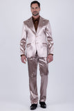 Barabas Wholesale Men's Shiny Metallic Striped Pattern Notch Wide Lapel Suit 6SU04 Coffee