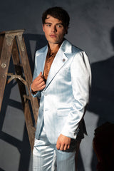 Barabas Wholesale Men's Shiny Metallic Striped Pattern Notch Wide Lapel Suit 6SU04 Windsurfer
