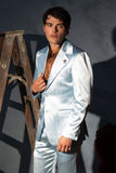 Barabas Wholesale Men's Shiny Metallic Striped Pattern Notch Wide Lapel Suit 6SU04 Windsurfer