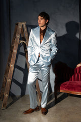 Barabas Wholesale Men's Shiny Metallic Striped Pattern Notch Wide Lapel Suit 6SU04 Windsurfer