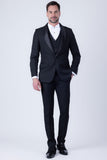 Barabas Wholesale Men's Solid Color Contrasting Shawl Lapel Suit 6SU05 Black