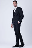 Barabas Wholesale Men's Solid Color Contrasting Shawl Lapel Suit 6SU05 Black