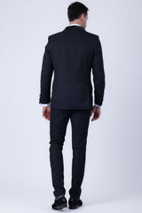 Barabas Wholesale Men's Solid Color Contrasting Shawl Lapel Suit 6SU05 Black