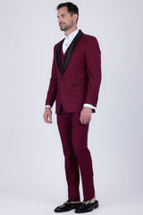 Barabas Wholesale Men's Solid Color Contrasting Shawl Lapel Suit 6SU05 Burnt Russet