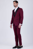 Barabas Wholesale Men's Solid Color Contrasting Shawl Lapel Suit 6SU05 Burnt Russet