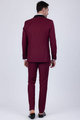 Barabas Wholesale Men's Solid Color Contrasting Shawl Lapel Suit 6SU05 Burnt Russet