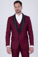 Barabas Wholesale Men's Solid Color Contrasting Shawl Lapel Suit 6SU05 Burnt Russet