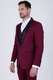 Barabas Wholesale Men's Solid Color Contrasting Shawl Lapel Suit 6SU05 Burnt Russet