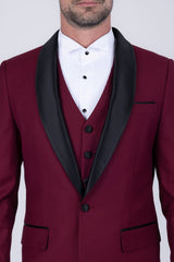 Barabas Wholesale Men's Solid Color Contrasting Shawl Lapel Suit 6SU05 Burnt Russet