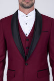 Barabas Wholesale Men's Solid Color Contrasting Shawl Lapel Suit 6SU05 Burnt Russet