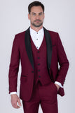 Barabas Wholesale Men's Solid Color Contrasting Shawl Lapel Suit 6SU05 Burnt Russet
