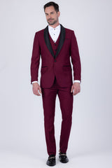 Barabas Wholesale Men's Solid Color Contrasting Shawl Lapel Suit 6SU05 Burnt Russet