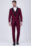Barabas Wholesale Men's Solid Color Contrasting Shawl Lapel Suit 6SU05 Burnt Russet