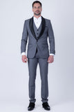 Barabas Wholesale Men's Solid Color Contrasting Shawl Lapel Suit 6SU05 Charcoal