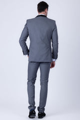Barabas Wholesale Men's Solid Color Contrasting Shawl Lapel Suit 6SU05 Charcoal