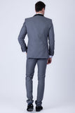 Barabas Wholesale Men's Solid Color Contrasting Shawl Lapel Suit 6SU05 Charcoal