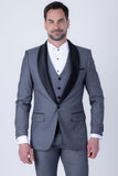 Barabas Wholesale Men's Solid Color Contrasting Shawl Lapel Suit 6SU05 Charcoal