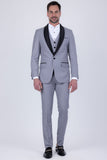 Barabas Wholesale Men's Solid Color Contrasting Shawl Lapel Suit 6SU05 Grey
