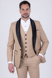 Barabas Wholesale Men's Solid Color Contrasting Shawl Lapel Suit 6SU05 Coffee