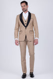Barabas Wholesale Men's Solid Color Contrasting Shawl Lapel Suit 6SU05 Coffee