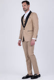 Barabas Wholesale Men's Solid Color Contrasting Shawl Lapel Suit 6SU05 Coffee