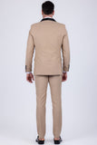 Barabas Wholesale Men's Solid Color Contrasting Shawl Lapel Suit 6SU05 Coffee