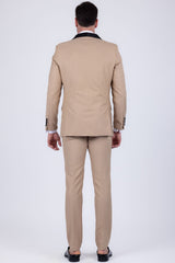 Barabas Wholesale Men's Solid Color Contrasting Shawl Lapel Suit 6SU05 Coffee