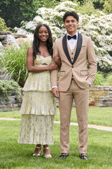 Barabas Wholesale Men's Solid Color Contrasting Shawl Lapel Suit 6SU05 Brown