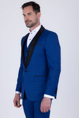 Barabas Wholesale Men's Solid Color Contrasting Shawl Lapel Suit 6SU05 Blue