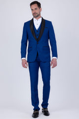 Barabas Wholesale Men's Solid Color Contrasting Shawl Lapel Suit 6SU05 Blue