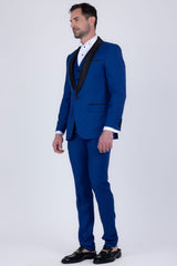 Barabas Wholesale Men's Solid Color Contrasting Shawl Lapel Suit 6SU05 Blue