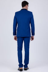 Barabas Wholesale Men's Solid Color Contrasting Shawl Lapel Suit 6SU05 Blue