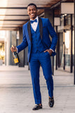 Barabas Wholesale Men's Solid Color Contrasting Shawl Lapel Suit 6SU05 Blue