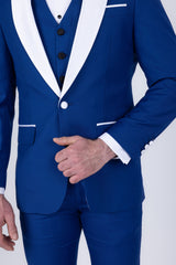 Barabas Wholesale Men's Solid Color Contrasting Shawl Lapel Suit 6SU05 Blue