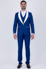 Barabas Wholesale Men's Solid Color Contrasting Shawl Lapel Suit 6SU05 Blue