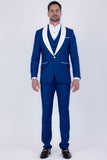 Barabas Wholesale Men's Solid Color Contrasting Shawl Lapel Suit 6SU05 Blue